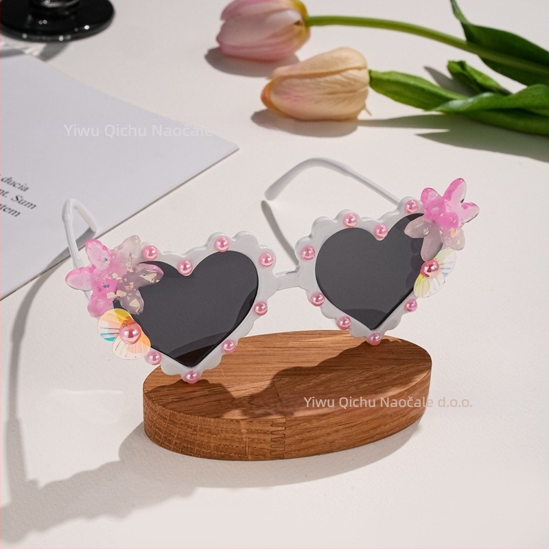 Dječje sunčane naočale u obliku srca, UV400, PC okvir, posebne reflektirajuće leće, nisu polarizirane, Kategorija 2 zaštita od sunca, Proljeće 2025, za zaštitu od sunca, putovanja, aktivnosti na otvorenom