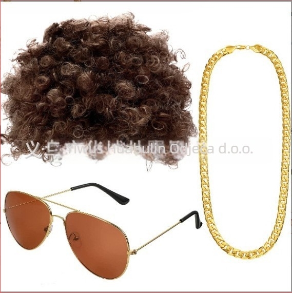 Peruka rekvizit za disco cosplay, 70-ih godina, plastika, polu-ručna i polu-mehanička izrada