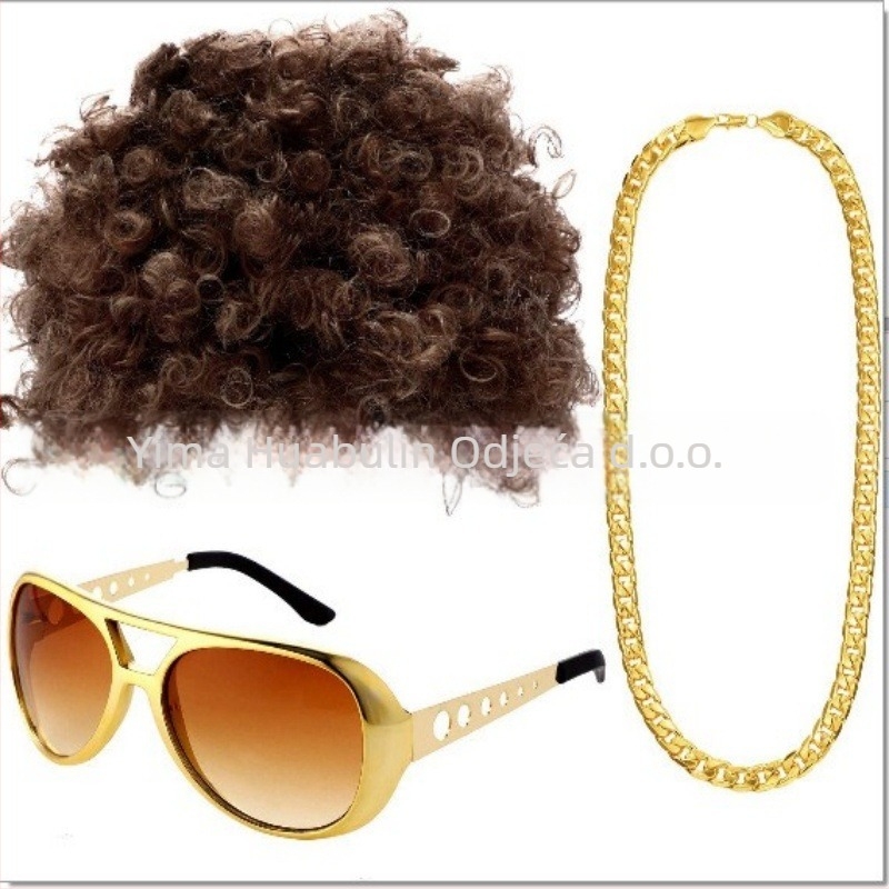 Peruka rekvizit za disco cosplay, 70-ih godina, plastika, polu-ručna i polu-mehanička izrada