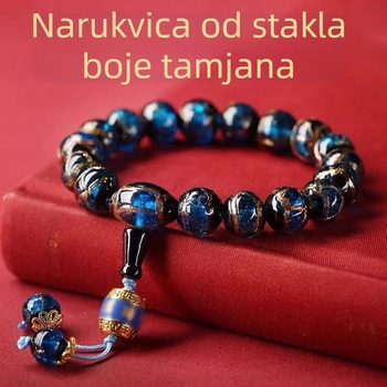 Jade Play sivo-glazirana staklena narukvica, palatskog stila, drevna tehnika, unisex, Buddha perle