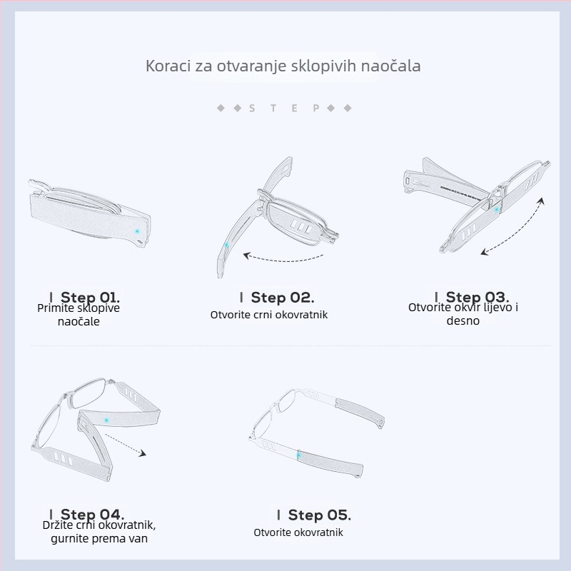 Čitačke naočale s protiv plave svjetlosti, sklopive oko vrata magnetom, ultra lagan metalni okvir, HD leće