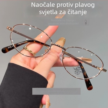 Čitačke naočale s metalnim okvirom, ovalni oblik, polikarbonatne leće, zaštita od plavog svjetla, vintage stil