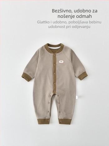 Bejbi osnovni kombinezon s dugim rukavima, bez šavova dizajn, 95% poliester + 5% elastan, za novorođenče (0–12 mjeseci), unisex, prednje kopčanje, tanak materijal, proljeće–jesen–zima