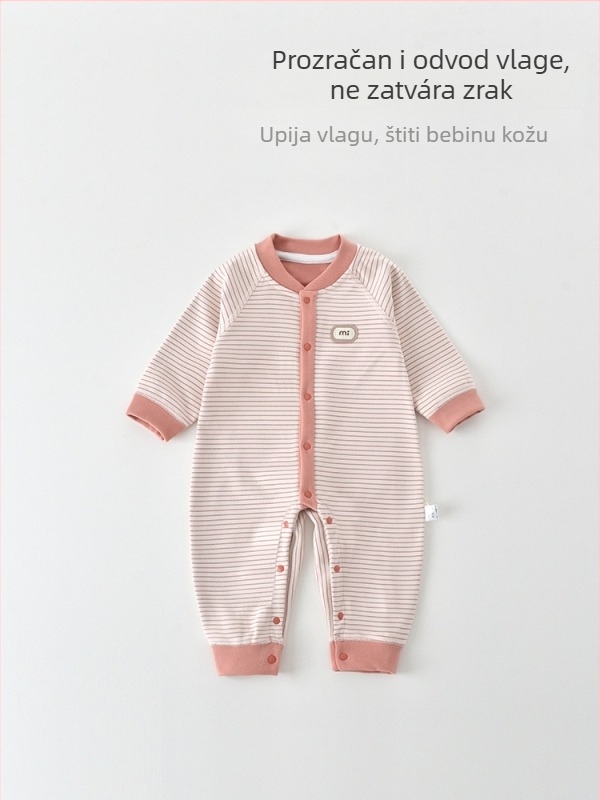 Bejbi osnovni kombinezon s dugim rukavima, bez šavova dizajn, 95% poliester + 5% elastan, za novorođenče (0–12 mjeseci), unisex, prednje kopčanje, tanak materijal, proljeće–jesen–zima