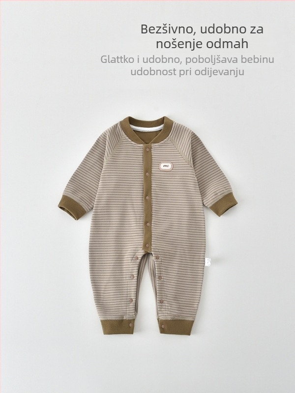 Bejbi osnovni kombinezon s dugim rukavima, bez šavova dizajn, 95% poliester + 5% elastan, za novorođenče (0–12 mjeseci), unisex, prednje kopčanje, tanak materijal, proljeće–jesen–zima