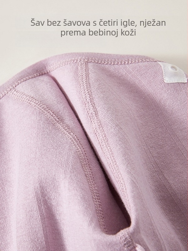 Dječji pamucni romper s dugim rukavima, unisex, novorođenče, 100% pamuk, dijagonalno kopčanje