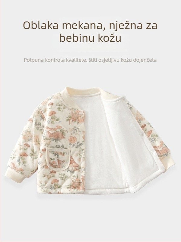 Dvostruki bebi pamučni zimski komplet, 100% pamuk, debeli materijal, dugi rukavi, za novorođenčad 0–12 mjeseci