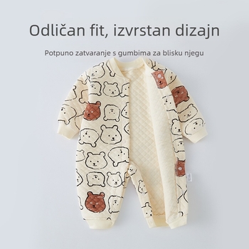 Kombinezon za novorođenče s dugim rukavima, jednostruko zatvaranje, 100% pamuk, pogodan za zimu, proljeće i jesen