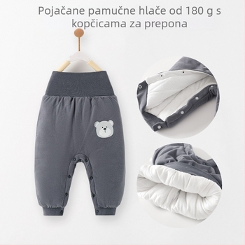 Dječje hlače s visokim strukom od 100% pamuka, zimske, s crtić motivom, za dob 1–3 godine.