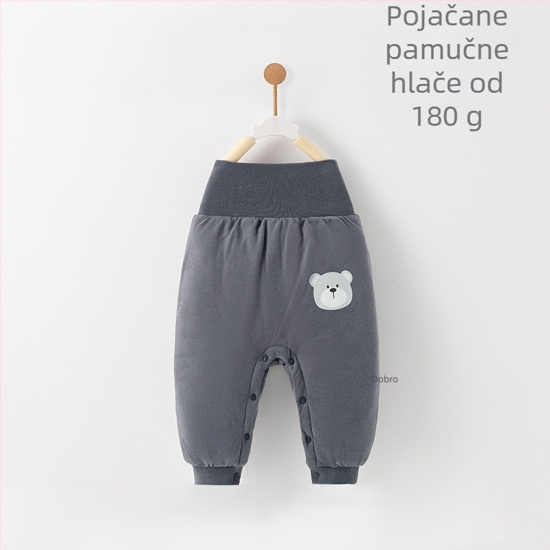 Dječje hlače s visokim strukom od 100% pamuka, zimske, s crtić motivom, za dob 1–3 godine.