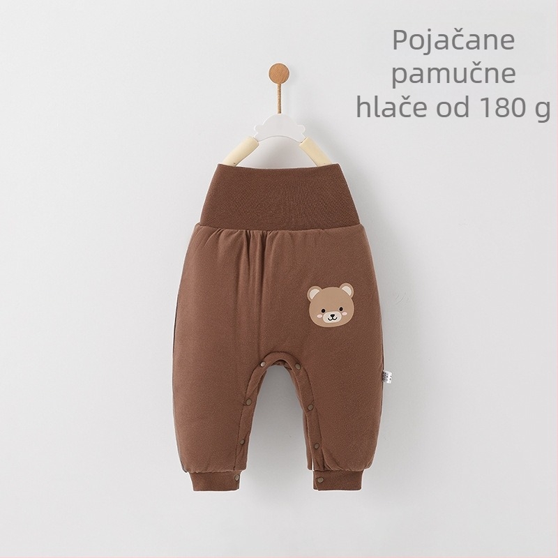 Dječje hlače s visokim strukom od 100% pamuka, zimske, s crtić motivom, za dob 1–3 godine.