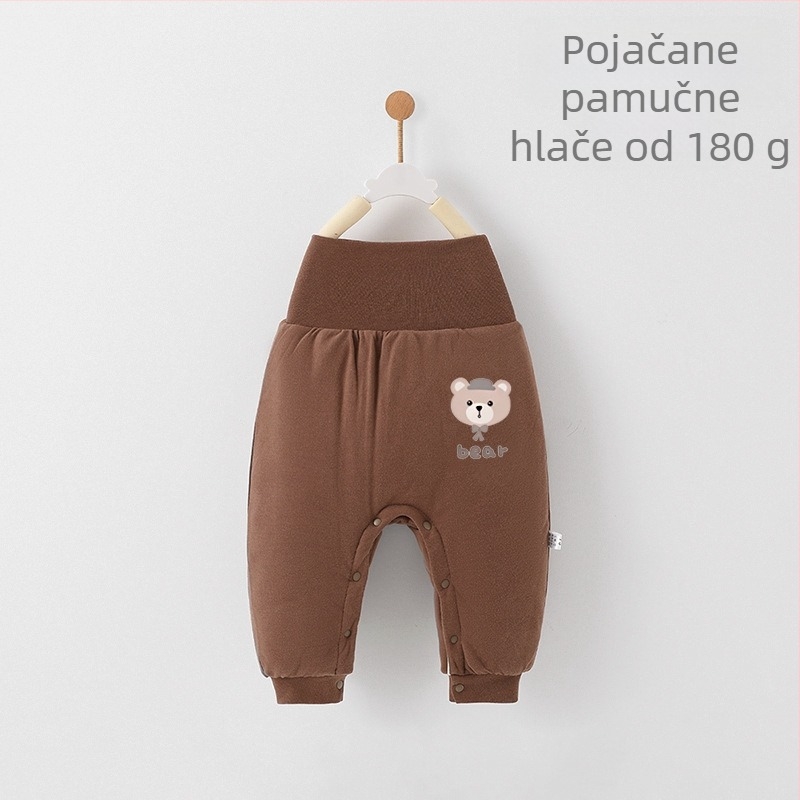 Dječje hlače s visokim strukom od 100% pamuka, zimske, s crtić motivom, za dob 1–3 godine.