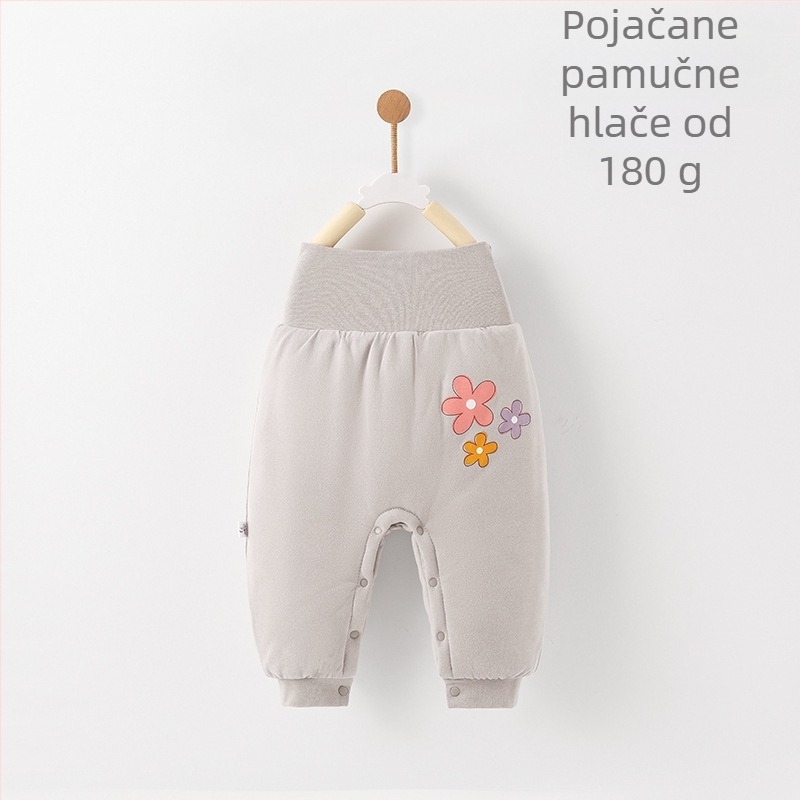 Dječje hlače s visokim strukom od 100% pamuka, zimske, s crtić motivom, za dob 1–3 godine.