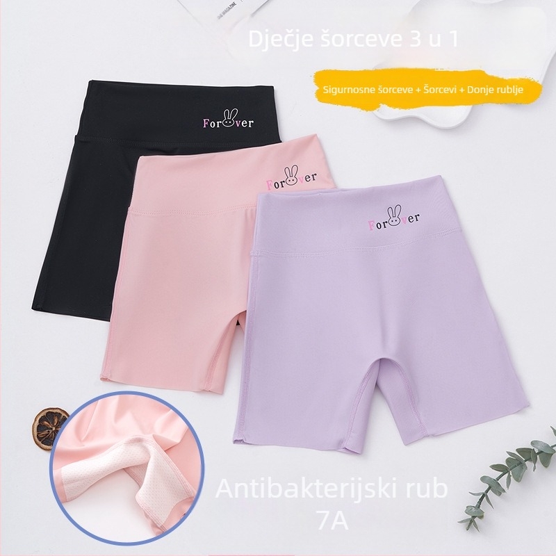 Dječje ljetne besprijekorne kratke legice za djevojčice, visokim strukom, Shark skin materijal, 95% najlona, mekan završetak, crtani uzorak