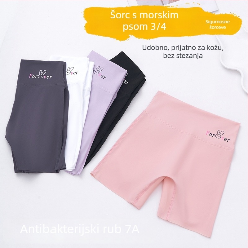 Dječje ljetne besprijekorne kratke legice za djevojčice, visokim strukom, Shark skin materijal, 95% najlona, mekan završetak, crtani uzorak