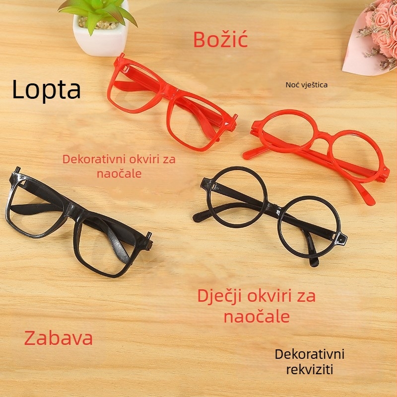 Dječji okvir za naočale za zabavu – plastični okvir, puni okvir, unisex, božićni stil, model 001, proljeće 2025