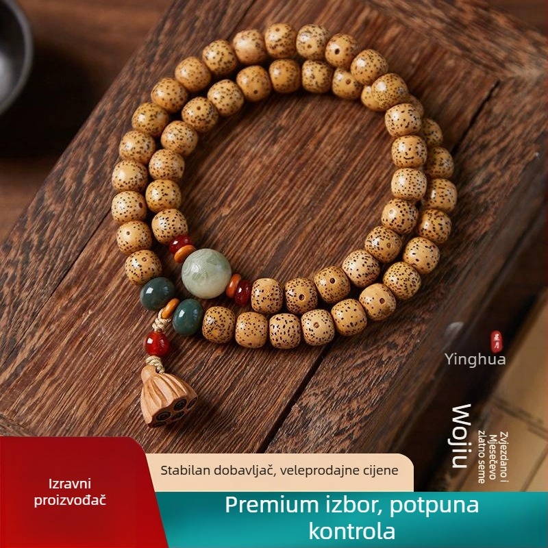 Bodhi narukvica, etnički stil, unisex, cilindrične perle, polirane, 48 komada