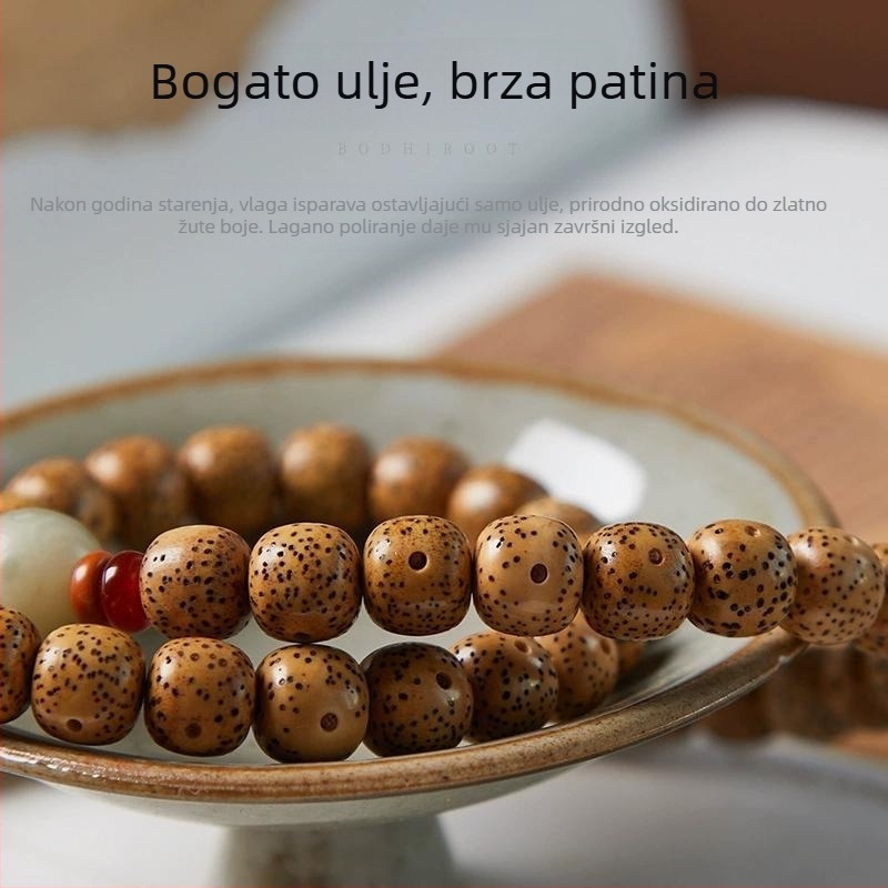 Bodhi narukvica, etnički stil, unisex, cilindrične perle, polirane, 48 komada