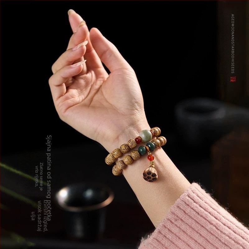 Bodhi narukvica, etnički stil, unisex, cilindrične perle, polirane, 48 komada