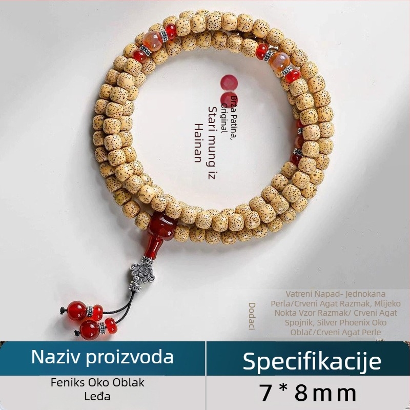 Bodhi narukvica, etnički stil, unisex, cilindrične perle, polirane, 48 komada