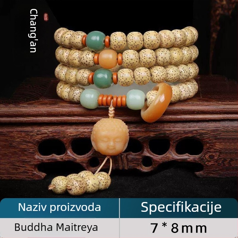 Bodhi narukvica, etnički stil, unisex, cilindrične perle, polirane, 48 komada