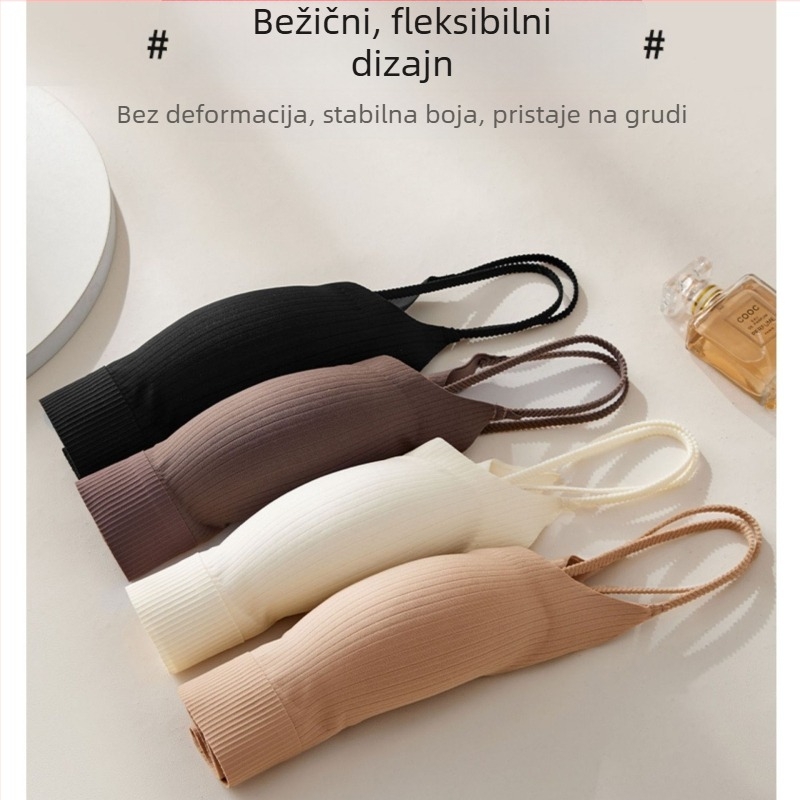 Nijel grudnjak/top s fiksnim čašicama i umetkom za grudi, bezšivni sportski top, okrugli izrez, 70–80% najlona, umjerena gustoća 181–200 g/m2