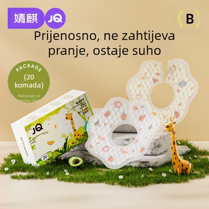 Jednokratni šal za pljuvačku za bebe – vodootporan, od netkanog materijala, unisex, za djecu od 0 do 6 godina – Jingqi