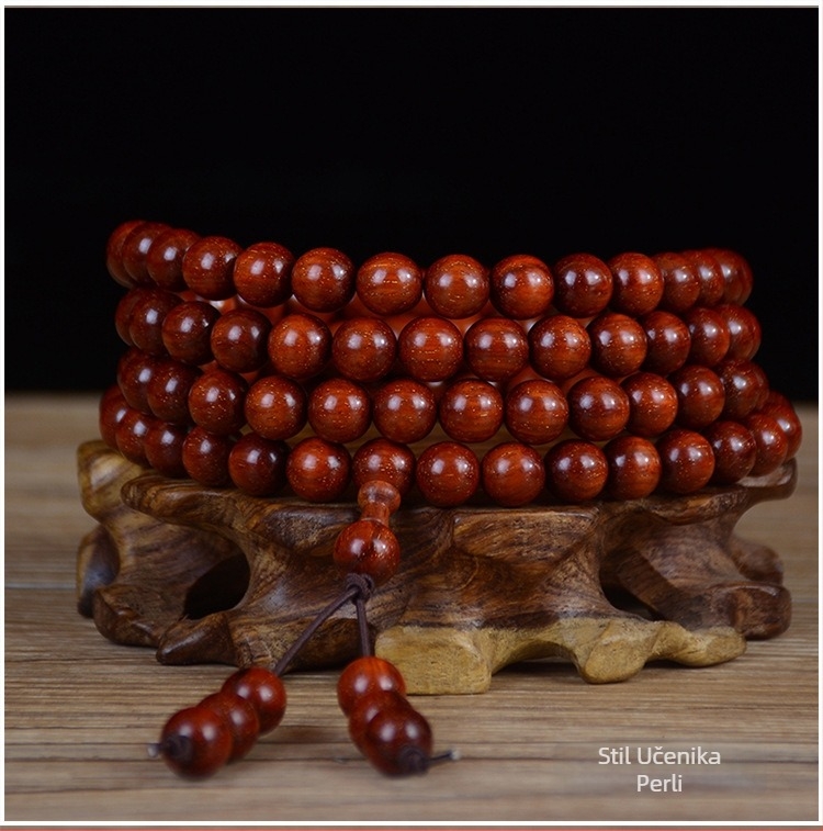 Narukvica s 108 perla Blood Sandalwood, etničkog stila, unisex, polirana