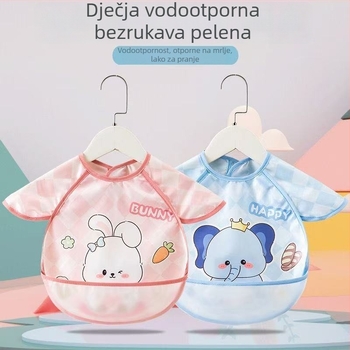 Dječji bib s karikaturalnim uzorkom, vodootporan, poliester, za djecu 1–3 godine