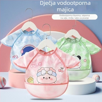 Dječji bib s karikaturalnim uzorkom, vodootporan, poliester, za djecu 1–3 godine