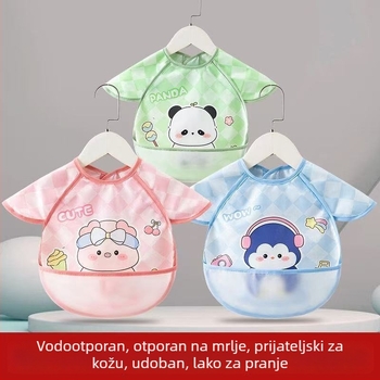 Dječji bib s karikaturalnim uzorkom, vodootporan, poliester, za djecu 1–3 godine