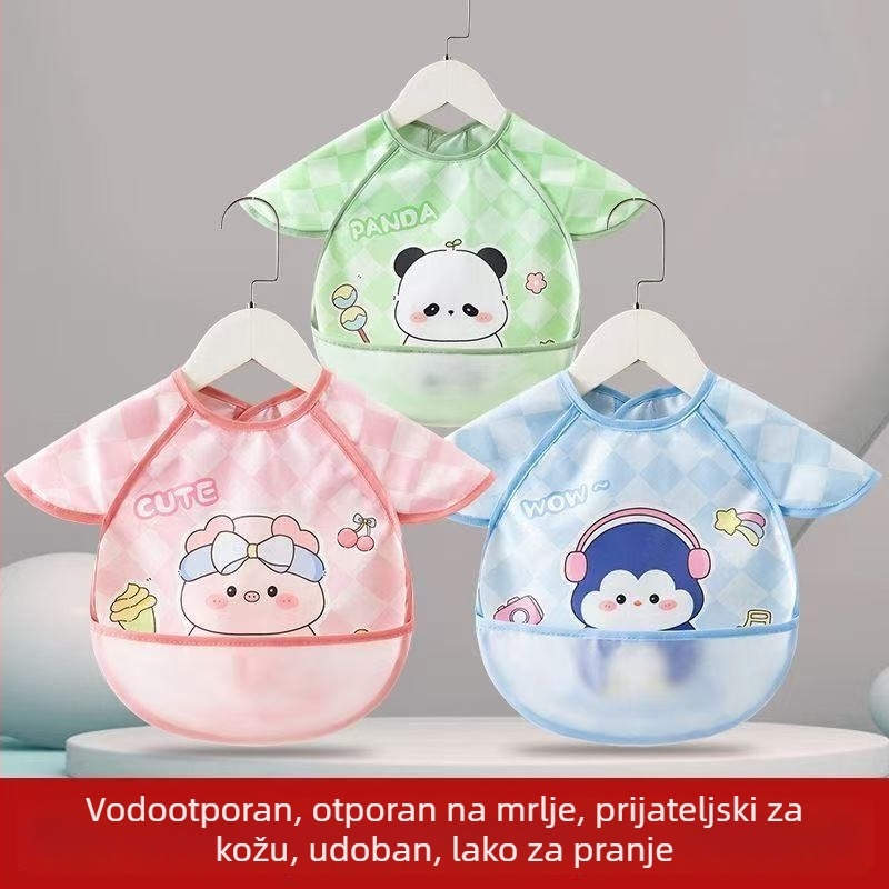 Dječji bib s karikaturalnim uzorkom, vodootporan, poliester, za djecu 1–3 godine