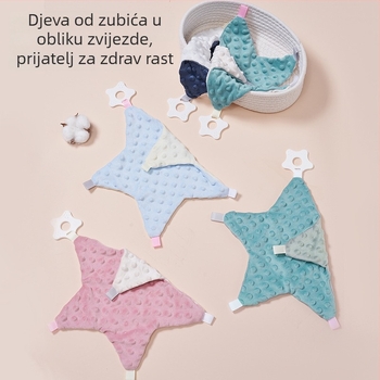 Ubrus za pljuvačku s žvačkim silikonom za bebe 0–3 godine – bean velvet tkanina, silikon za hranu, smirujuća funkcija