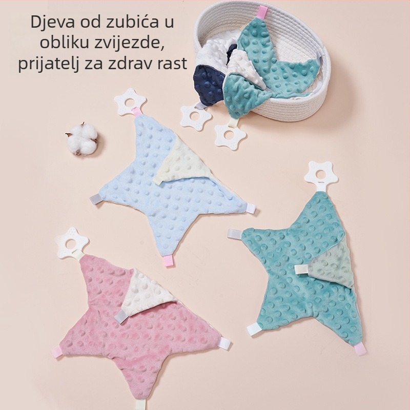 Ubrus za pljuvačku s žvačkim silikonom za bebe 0–3 godine – bean velvet tkanina, silikon za hranu, smirujuća funkcija