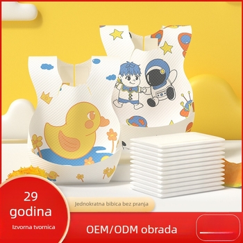 Mikoyou jednokratna bebina krpica s džepom, vodootporna i otporna na prljavštinu, neprozurna tkanina, pamuk, karikatura uzorak, za dob 0–6 godina