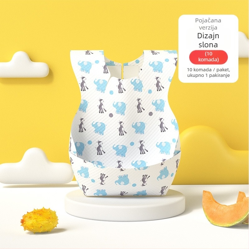 Mikoyou jednokratna bebina krpica s džepom, vodootporna i otporna na prljavštinu, neprozurna tkanina, pamuk, karikatura uzorak, za dob 0–6 godina