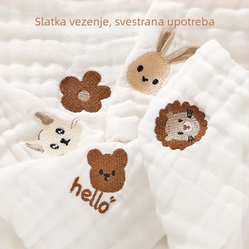 Dječja bebi pamukana krpica za lice, ultra mekana, preko 95% pamuka, za novorođenčad do 1 godine, karikatura uzorak, upijajuća