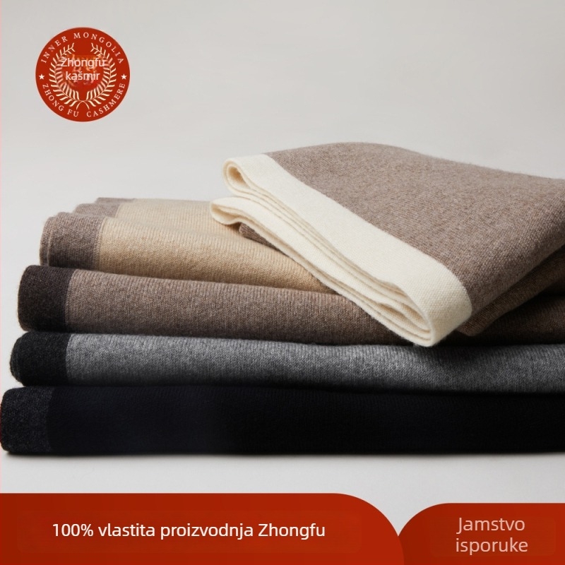 Ženski trokutasti šal s pletenim završnim rubom, vuneno-kašmir smjesa, jednobojan, topao, udio vlakana 81–95%