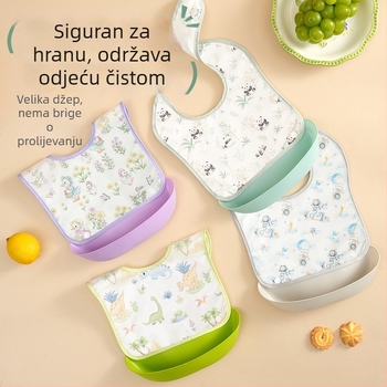Dječji jedilni bib - vodootporni EVA, crtani uzorak, sigurnosna razina A, za djecu 1–3 godine