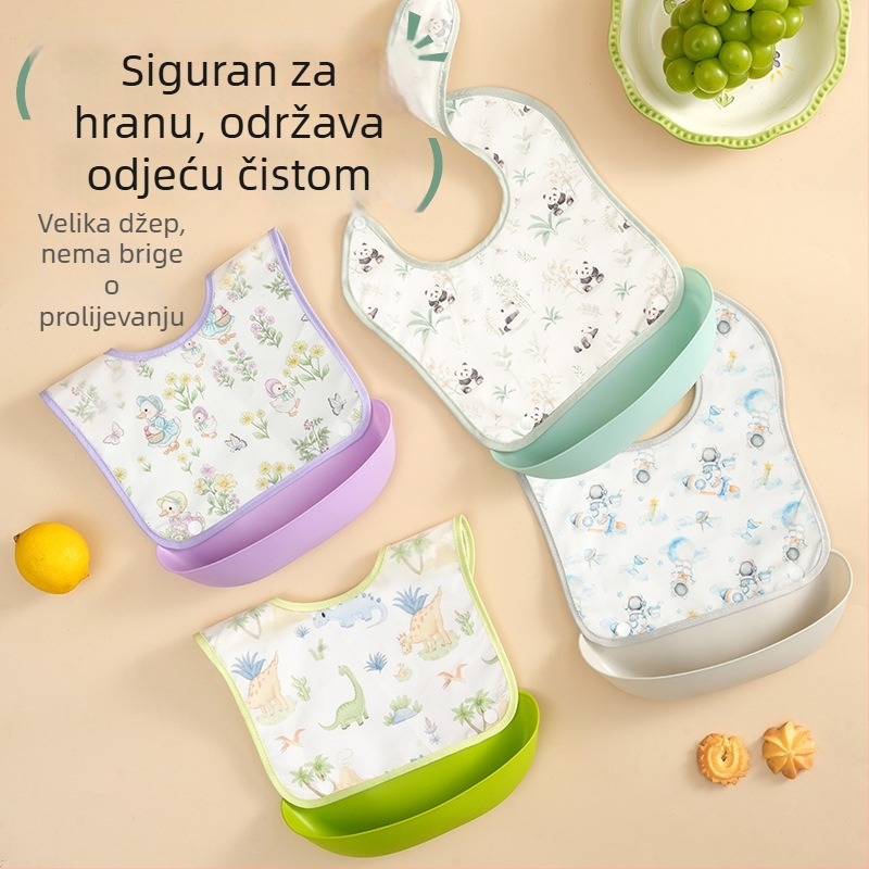 Dječji jedilni bib - vodootporni EVA, crtani uzorak, sigurnosna razina A, za djecu 1–3 godine
