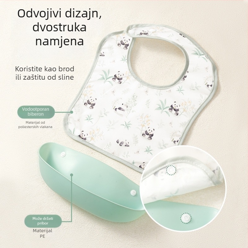 Dječji jedilni bib - vodootporni EVA, crtani uzorak, sigurnosna razina A, za djecu 1–3 godine