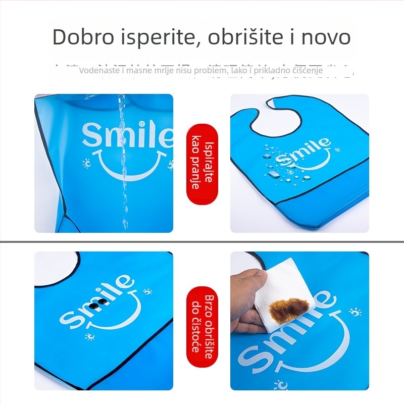 TPU odrasli bib – vodootporan i otporan na prljavštinu za jelo, unisex