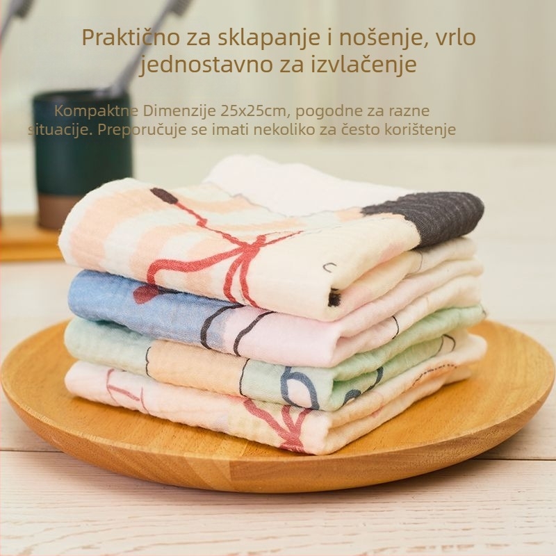 Dječji ručnik za lice od pamuka – mali kvadrat, 100% pamuk, upijajući, za djecu 3–8 godina, proljeće 2025