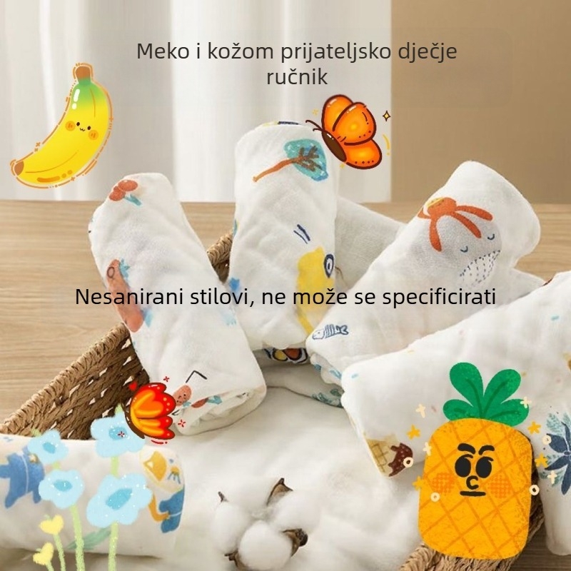 Dječji ručnik za lice od pamuka – mali kvadrat, 100% pamuk, upijajući, za djecu 3–8 godina, proljeće 2025
