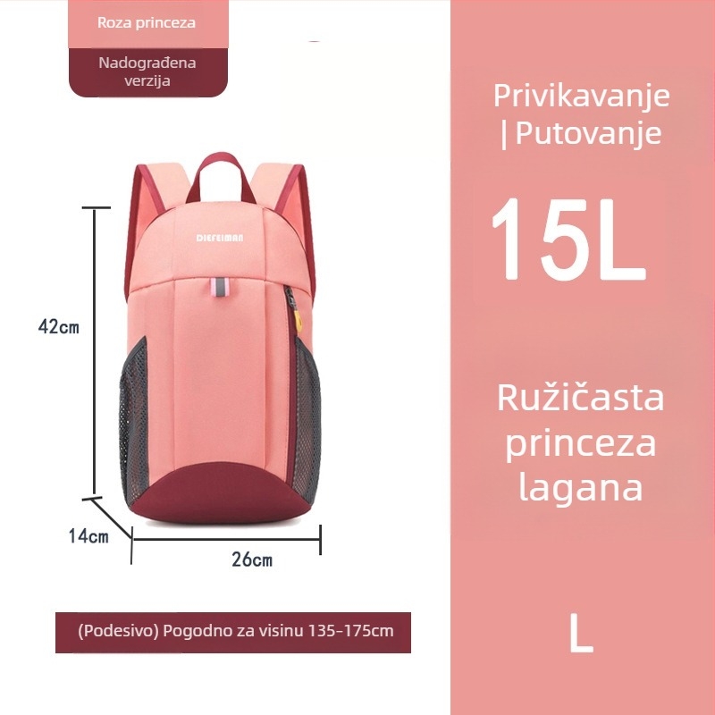 Dječji sportski ruksak za putovanja — ultralak dizajn; Oxford materijal; dob 6–12 godina; naramenice s zračnim jastucima (Oxford materijal; dob 6–12; ultralak dizajn; naramenice s zračnim jastucima)