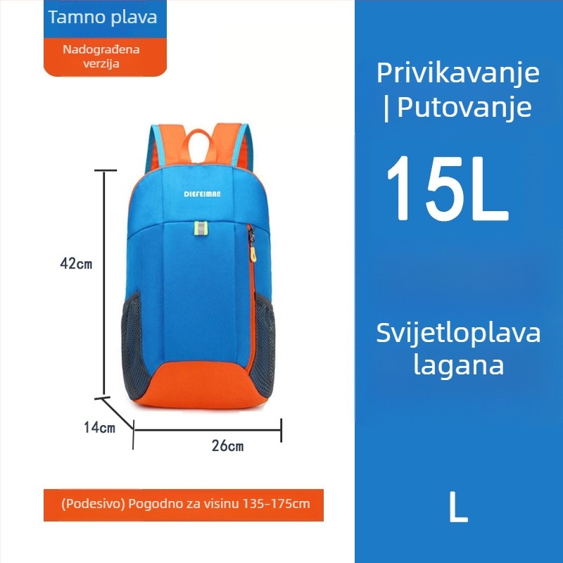 Dječji sportski ruksak za putovanja — ultralak dizajn; Oxford materijal; dob 6–12 godina; naramenice s zračnim jastucima (Oxford materijal; dob 6–12; ultralak dizajn; naramenice s zračnim jastucima)