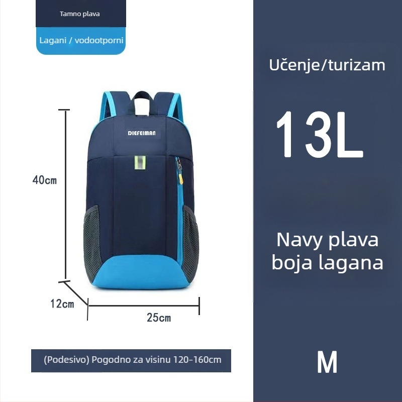 Dječji sportski ruksak za putovanja — ultralak dizajn; Oxford materijal; dob 6–12 godina; naramenice s zračnim jastucima (Oxford materijal; dob 6–12; ultralak dizajn; naramenice s zračnim jastucima)