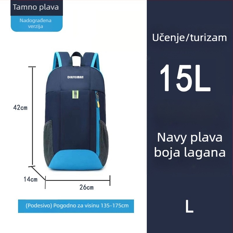 Dječji sportski ruksak za putovanja — ultralak dizajn; Oxford materijal; dob 6–12 godina; naramenice s zračnim jastucima (Oxford materijal; dob 6–12; ultralak dizajn; naramenice s zračnim jastucima)