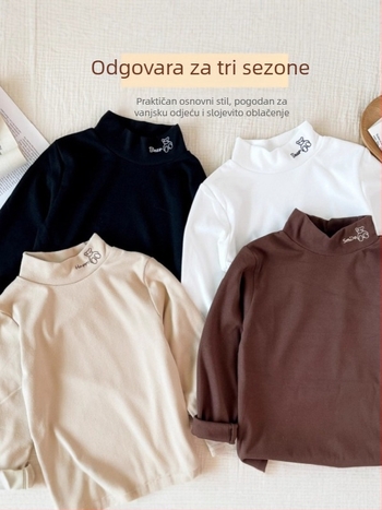 Dječja majica s polu visokim ovratnikom, dugi rukav, Derong tkanina, poliester 94,6%, uzrast 3–8 godina, jesen-zima