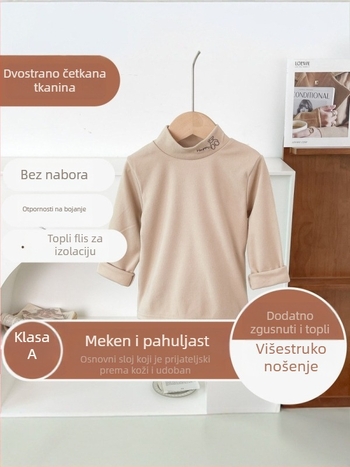 Dječja majica s polu visokim ovratnikom, dugi rukav, Derong tkanina, poliester 94,6%, uzrast 3–8 godina, jesen-zima